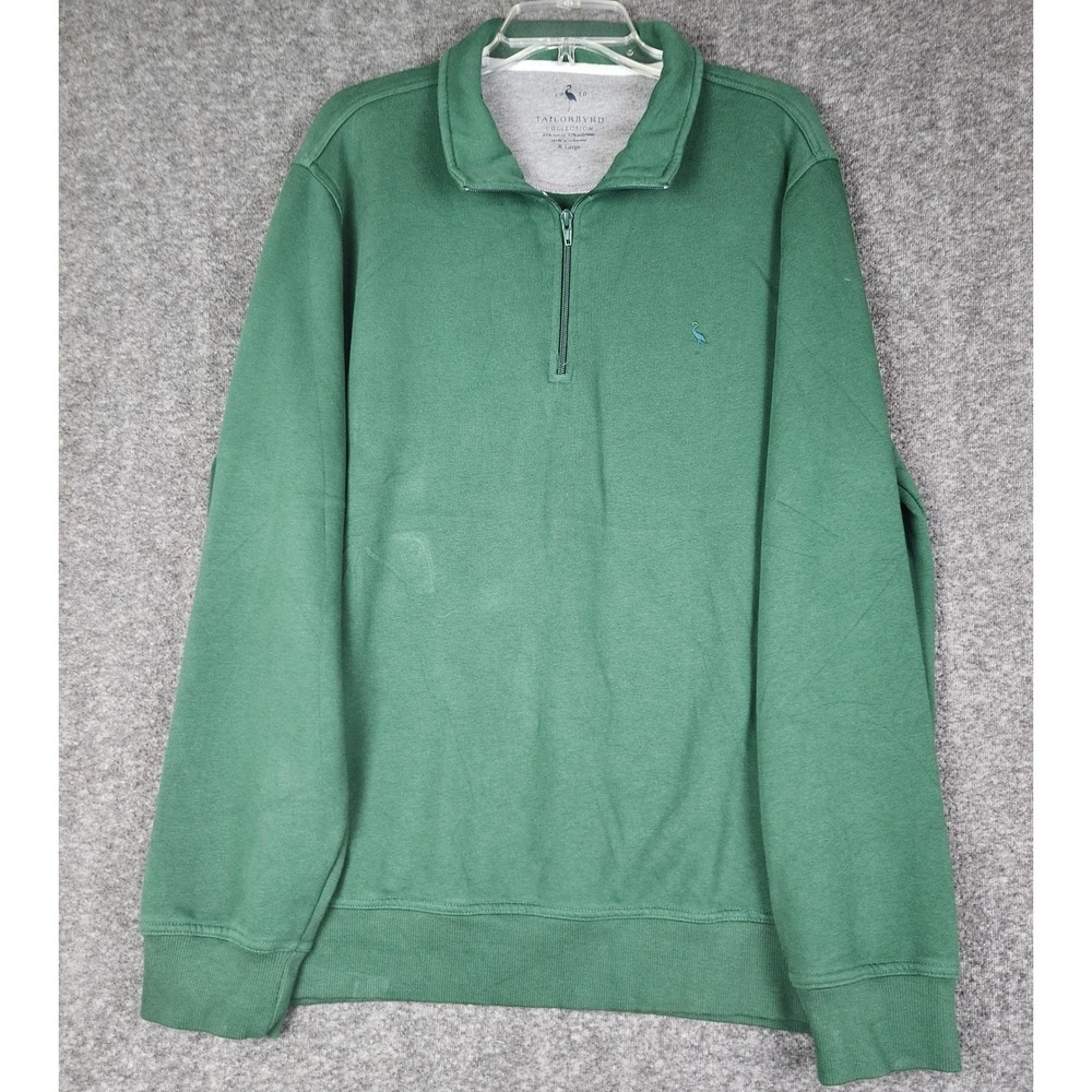 Tailorbyrd Quarter Zip Sweatshirt Mens XL Green Cotton Blend Pullover Logo